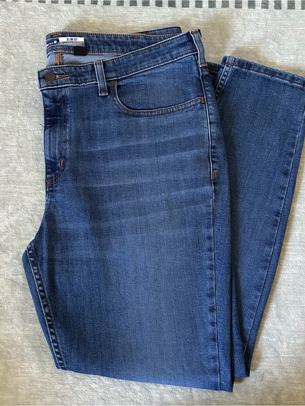 Carhartt Womens Slim Fit Jeans Blue Medium Wash Stretch Denim 18 Regular